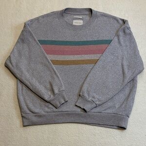 American Eagle Outfitters Gray Crewneck with Stripes Women’s Size XS